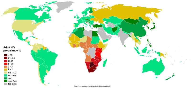 Rozšíření nákazy virem HIV ve světě